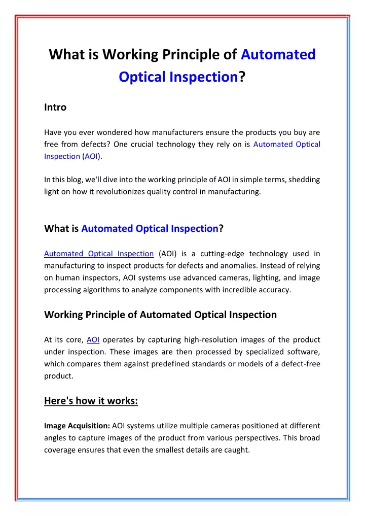 what is working principle of automated optical