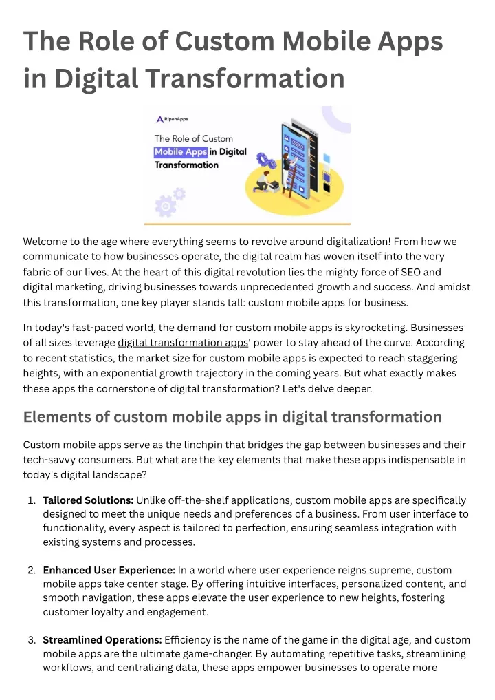 the role of custom mobile apps in digital
