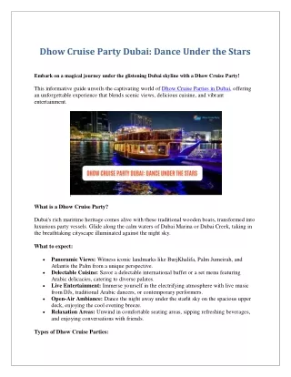 Dhow Cruise Party Dubai Dance Under the Stars