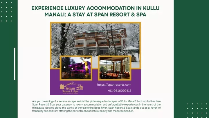 experience luxury accommodation in kullu manali