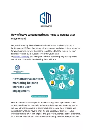 How effective content marketing helps to increase user engagement