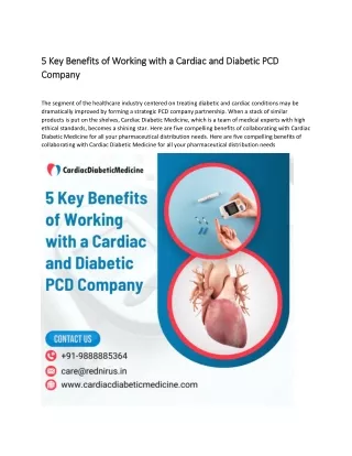 5 Key Benefits of Working with a Cardiac and Diabetic PCD Company