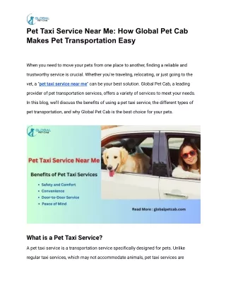 Pet Taxi Service Near Me_ How Global Pet Cab Makes Pet Transportation Easy