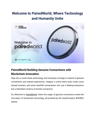 welcome to pairedworld where technology