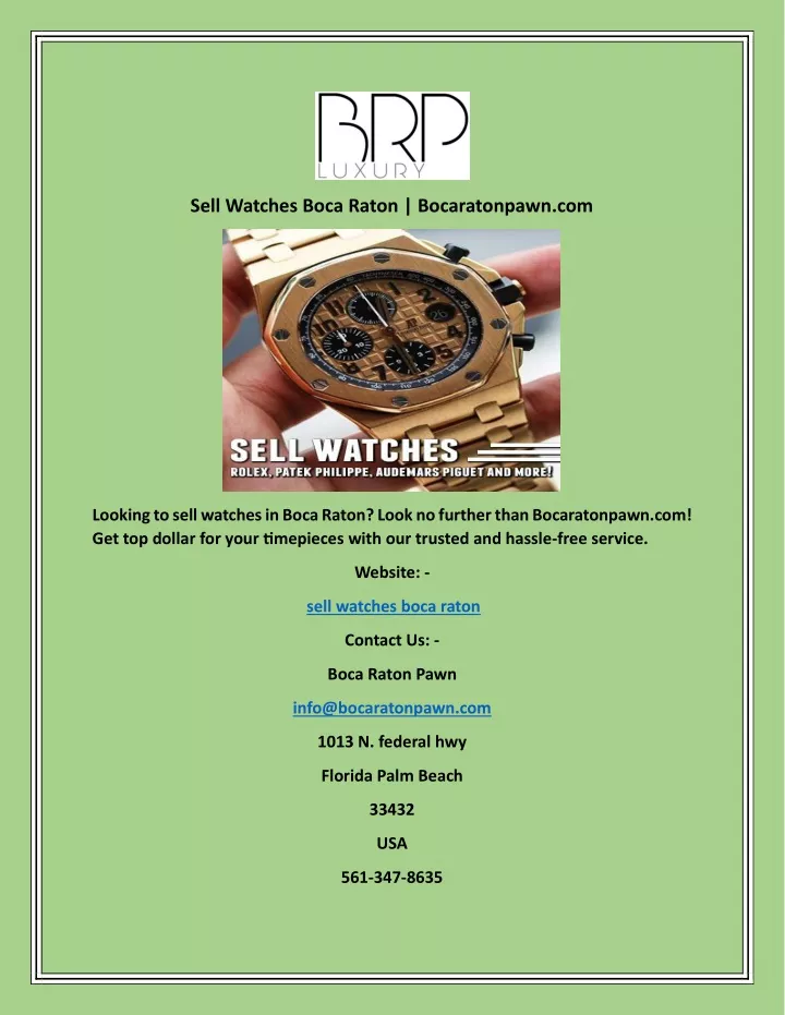 sell watches boca raton bocaratonpawn com