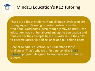 K12 tutoring Mindzq Education