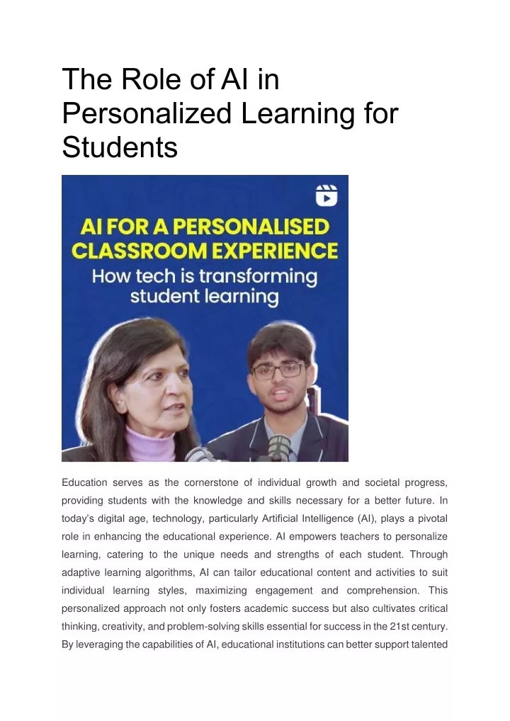 the role of ai in personalized learning