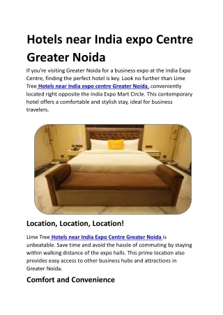 Hotels near India expo Center Greater Noida
