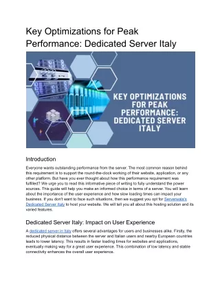 Key Optimizations for Peak Performance_ Dedicated Server Italy