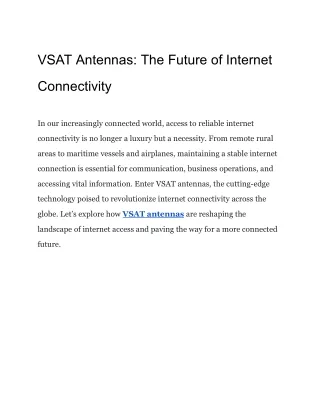 VSAT Antennas_ The Future of Internet Connectivity