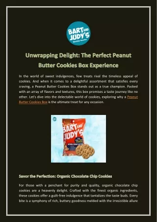 Unwrapping Delight: The Perfect Peanut Butter Cookies Box Experience