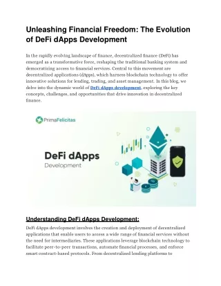 Unleashing Financial Freedom_ The Evolution of DeFi dApps Development