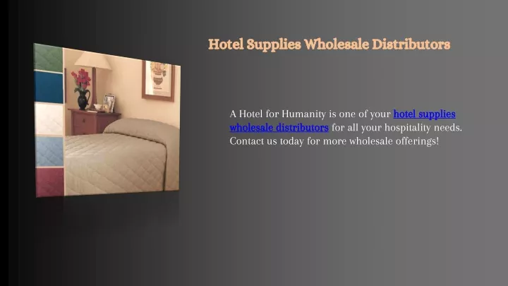 hotel supplies wholesale distributors