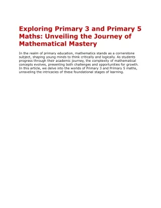 Exploring Primary 3 and Primary 5 Maths_ Unveiling the Journey of Mathematical Mastery