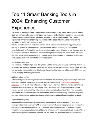 Top 11 Smart Banking Tools in 2024_ Enhancing Customer Experience
