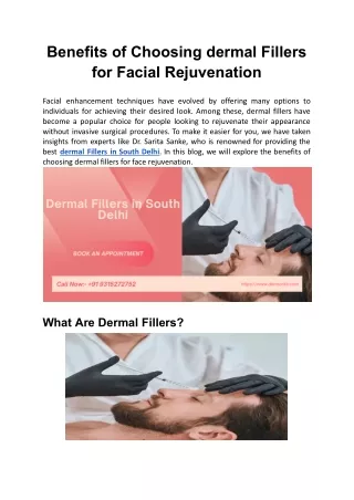 Benefits of Choosing dermal Fillers for Facial Rejuvenation