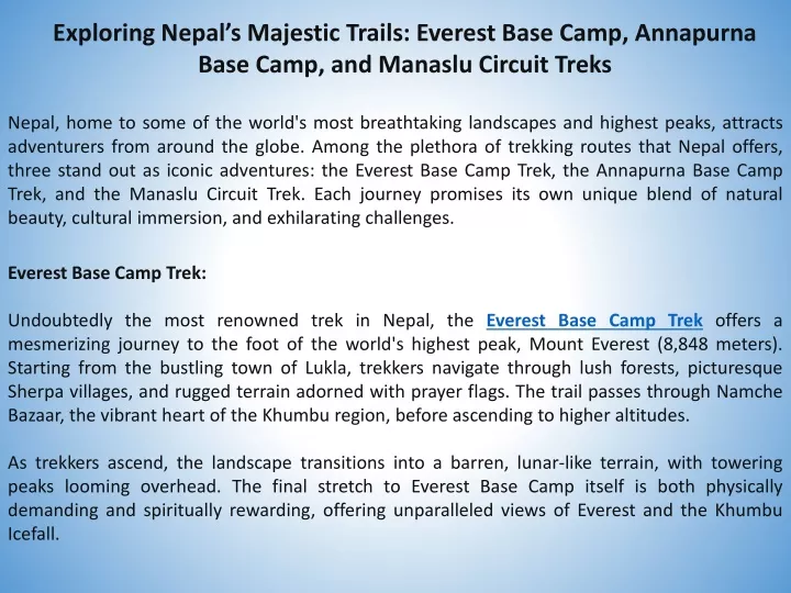 exploring nepal s majestic trails everest base