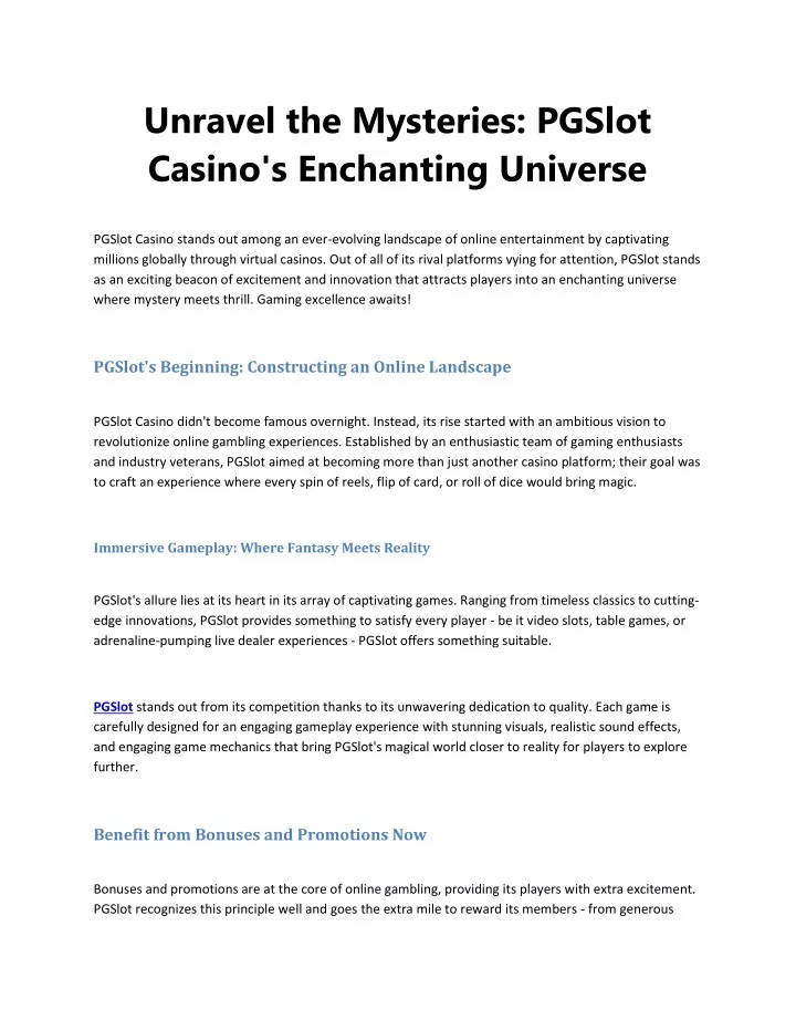 unravel the mysteries pgslot casino s enchanting