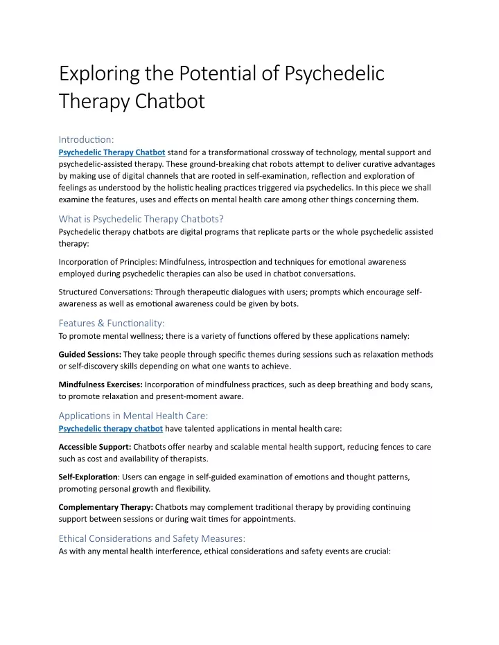 exploring the potential of psychedelic therapy