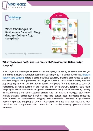 What Challenges Do Businesses Face with Pinga Grocery Delivery App Scraping