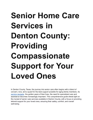 Senior Home Care Services in Denton County_ Providing Compassionate Support for Your Loved Ones