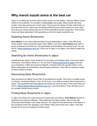 Why maruti suzuki arena is the best car