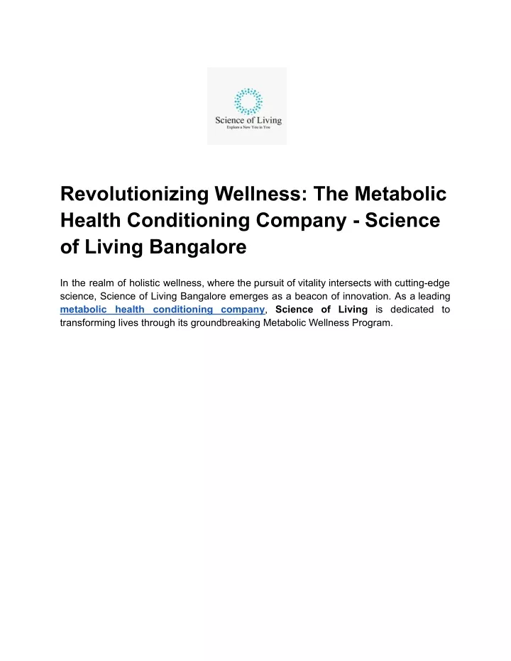 revolutionizing wellness the metabolic health