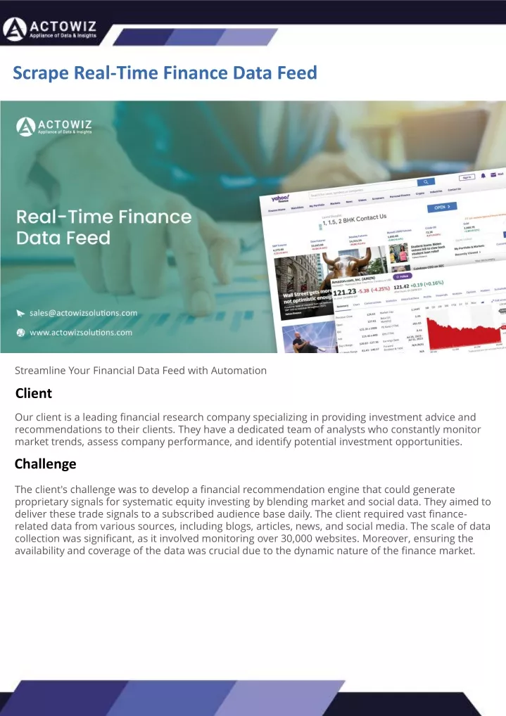 scrape real time finance data feed