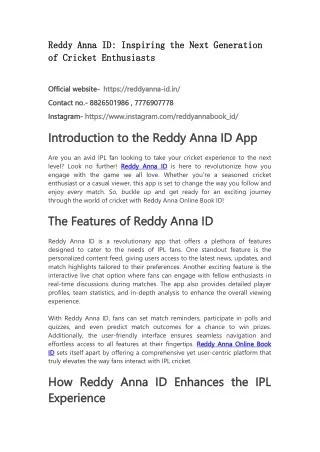 Inside Look: How Reddy Anna ID is Shaping the Dynamics of IPL 2024