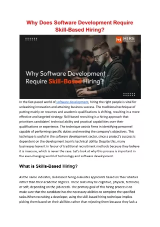Why Does Software Development Require Skill-Based Hiring?
