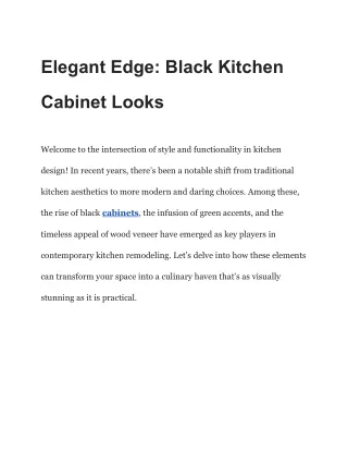 Black Beauty: Transforming Your Kitchen with Dark Cabinets
