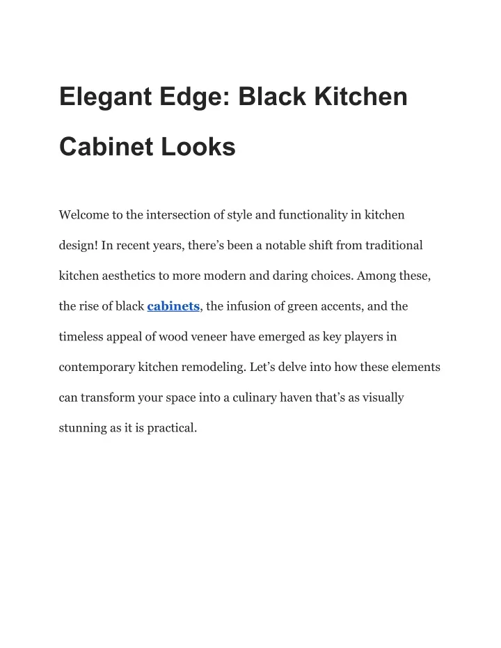 elegant edge black kitchen