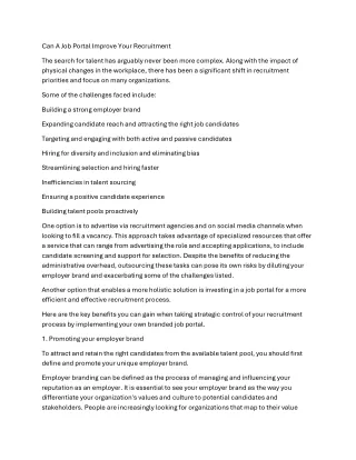 can a job portal improve your recruitment