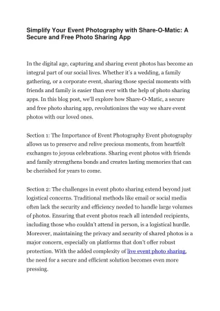 Simplify Your Event Photography with Share-O-Matic A Secure and Free Photo Sharing App