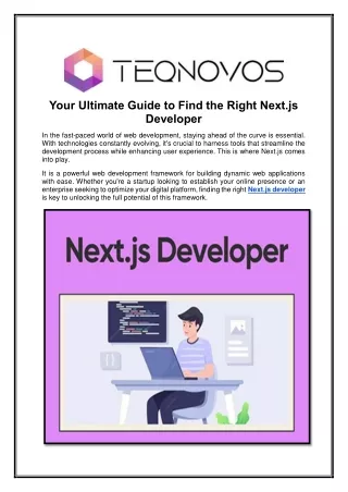Your Ultimate Guide to Find the Right Next.js Developer