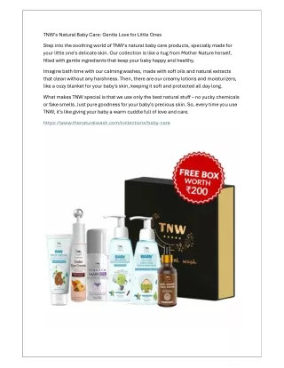 Discover the Best Natural Baby Care Products by TNW: Gentle Care for Your Little