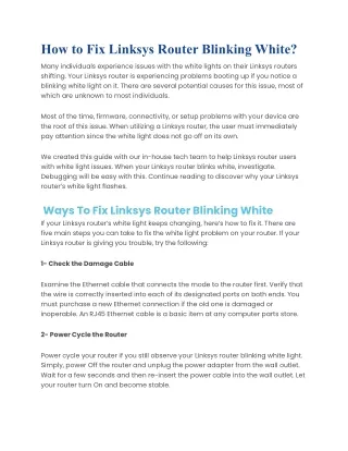 How to Fix Linksys Router Blinking White