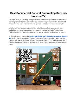 Best Commercial General Contracting Services Houston TX