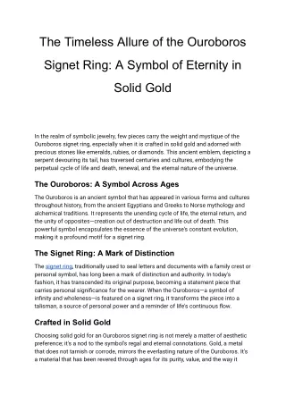 Eternal Elegance_ The Ouroboros Signet Ring in Solid Gold