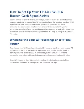 How To Set Up Your TP-Link Wi-fi Router