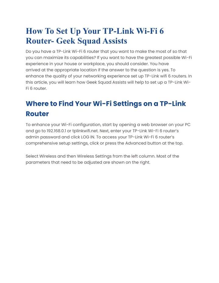 how to set up your tp link wi fi 6 router geek