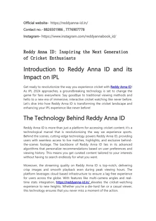 The Phenomenon of Reddy Anna ID: A New Era in Cricket