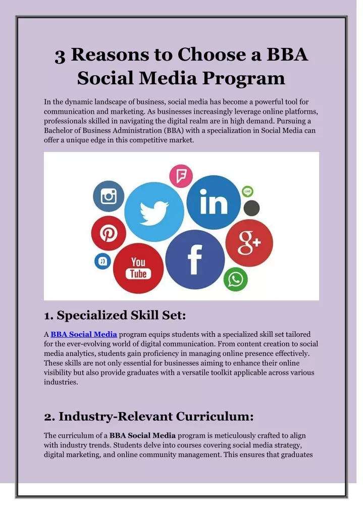 3 reasons to choose a bba social media program