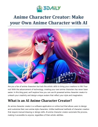 Anime Character Creator- Make your Own Anime Character with AI