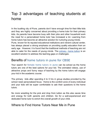 Top 3 advantages of teaching students at home