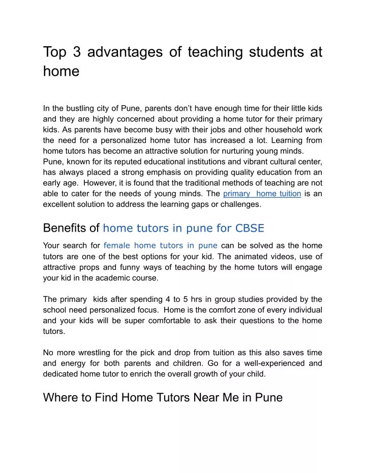 top 3 advantages of teaching students at home