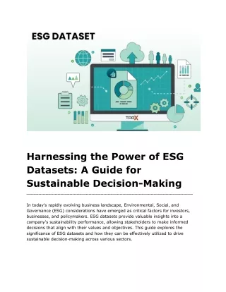 Harnessing the Power of ESG Datasets_ A Guide for Sustainable Decision-Making