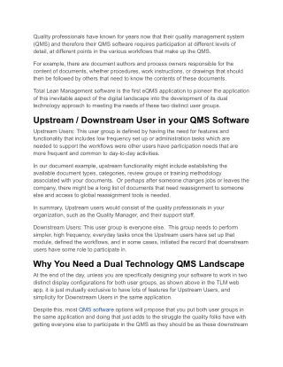 Why Your QMS has Two User Types - tlm-software.com