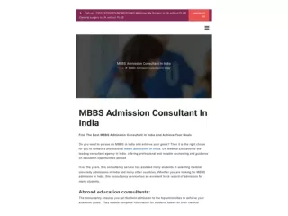 MBBS ADMISSION CONSULTANT IN INDIA