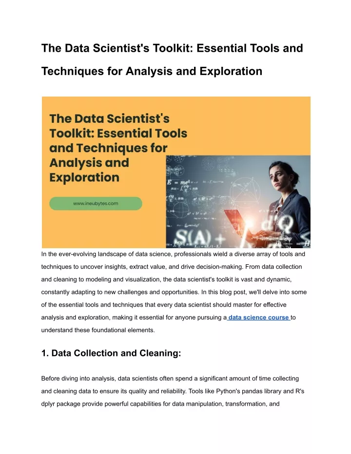 the data scientist s toolkit essential tools and